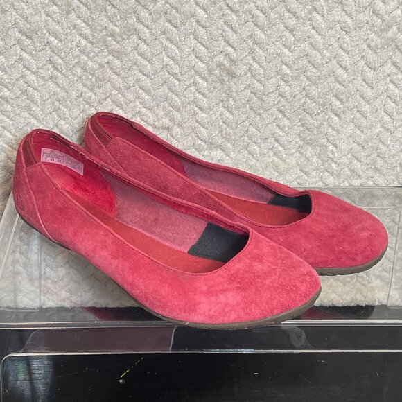 Merrell Red Suede Ballet Flat Shoes Women Size 8 Balletcore Cottagecore coquette - Picture 1 of 7